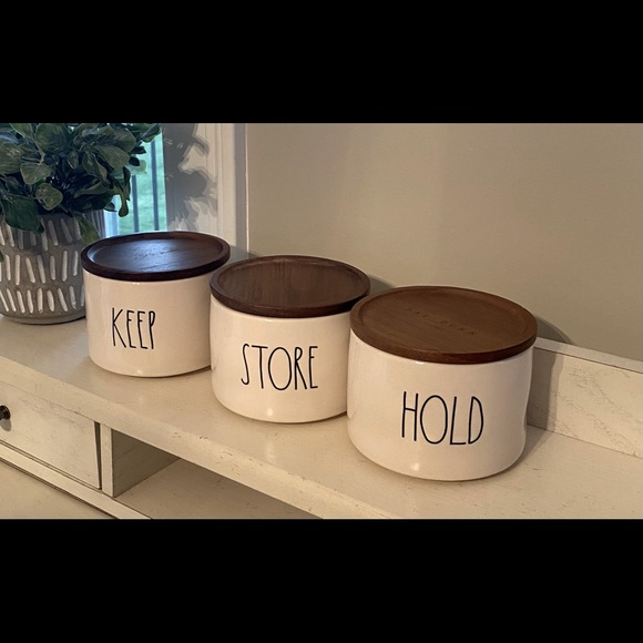 Rae Dunn Other - NEW RAE DUNN ‘KEEP STORE HOLD’ CONTAINER WITH WOOD